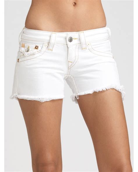 True Religion Cutoff Denim Shorts In White Lyst