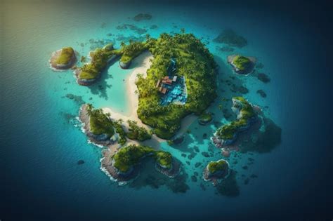 Premium Ai Image Birds Eye View Of The Island During The Flight