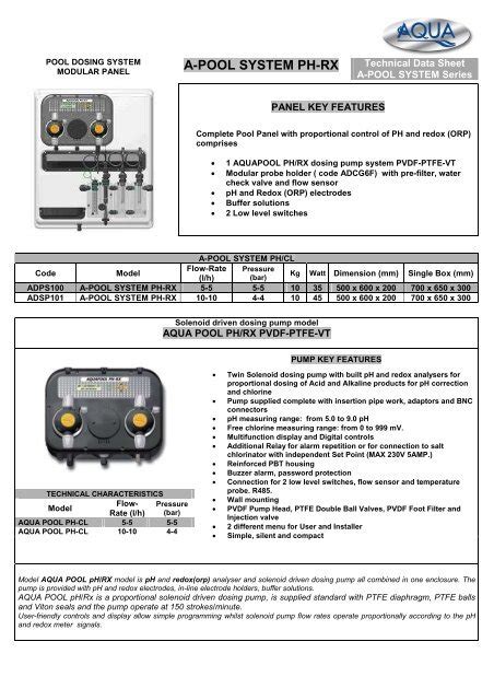 A Pool System Ph Rx Aqua Water Systems