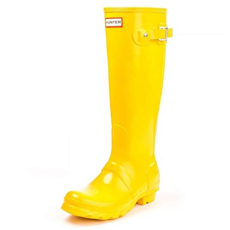 Hunter Yellow Original Tall Gloss Ladies Wellington Yellow Hunter Boots Hunter Original Short