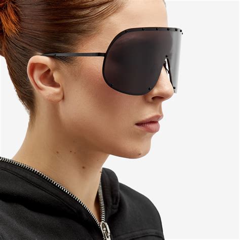 Rick Owens DRKSHDW Shield Sunglasses Black END