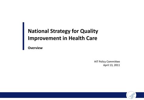 Ppt National Strategy For Quality Improvement In Health Care