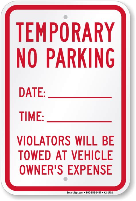 Temporary No Parking Signs