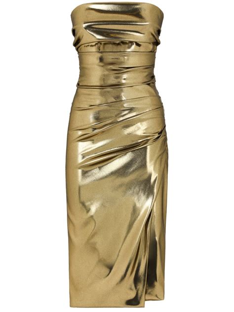 Dolce And Gabbana Foiled Strapless Dress Gold Farfetch