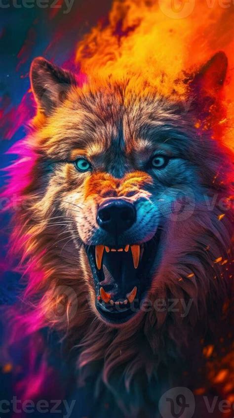 Vibrant Wolf In Action Ai Generated 29983097 Stock Photo At Vecteezy