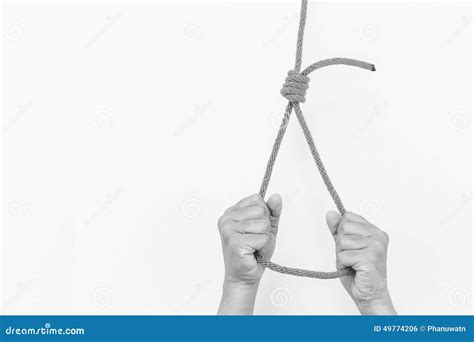 Hand Holding Rope With Slipknot In Concept Suicide Stock Photo Image