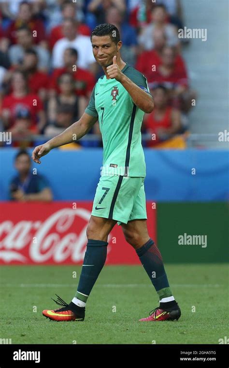 Cristiano Ronaldo of Portugal gives the thumbs up during the UEFA ...