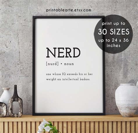 Nerd Definition Definition Print Nerd Nerd T Minimalist Etsy