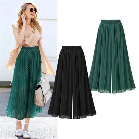 Fashion High Waist Loose Pleated Chiffon Wide Leg Pants Spring New