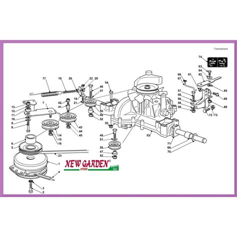 Vue éclatée transmission tracteur de pelouse 92cm PG 135 HD CASTELG