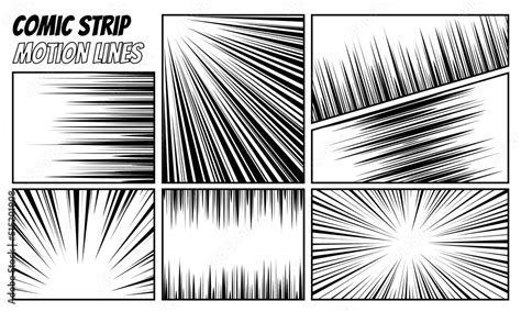 Comic strip radial motion lines set. Anime comics book hero speed or ...