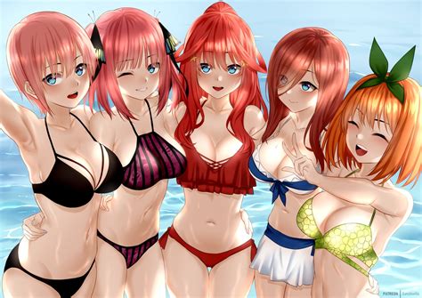 Bikini Breasts Go Toubun No Hanayome Group Headband Jpeg Artifacts