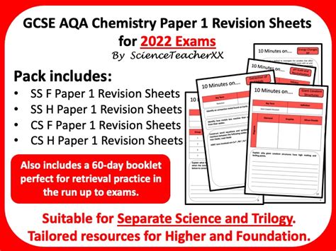 Aqa Gcse Science Revision Guides And Sheets For 2022 Teaching Resources