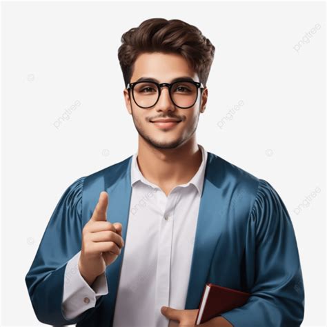 Jovem Sorridente De óculos Segurando O Livro E Mostrando Os Polegares