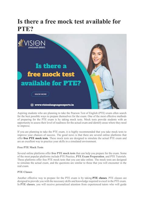 Is There A Free Mock Test Available For Pte By Vision Language Experts