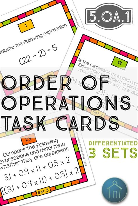 Oa Task Cards Order Of Operations For Fifth Grade Math Task Cards