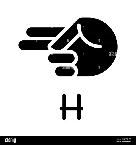 Signing Letter H In ASL Black Glyph Icon Stock Vector Image Art Alamy