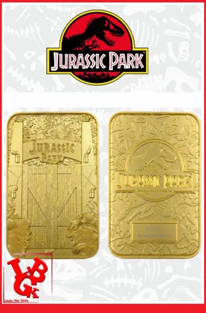 Jurassic Park Replique Ticket Welcome Gates Plaque Or 24 Carat