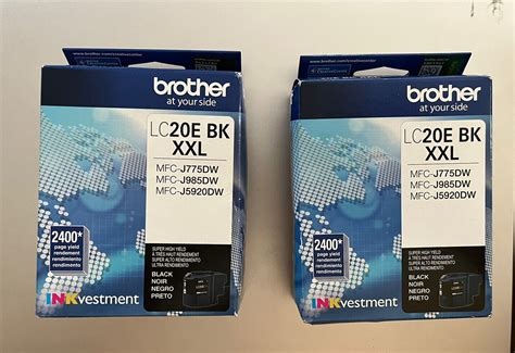 Lot Of 2 Brother LC20E BK XXL Super High Yield Black Ink Cartridge EXP