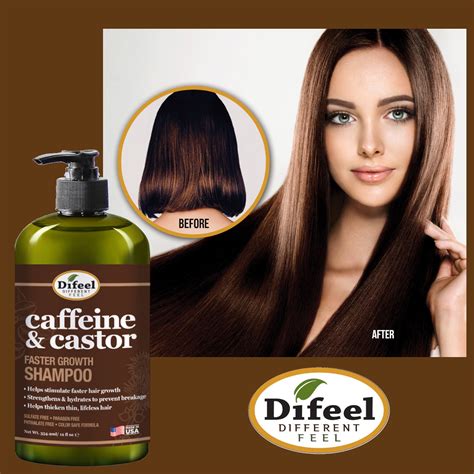 Difeel Caffeine And Castor Shampoo For Faster Hair Growth Strength And Scalp Hydration 12 Oz