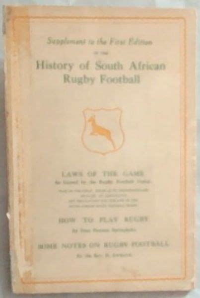 The History Of South African Rugby Football 1875 1932