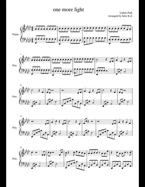 One More Light Linkin Park Sheet Music For Piano Download Free In Pdf