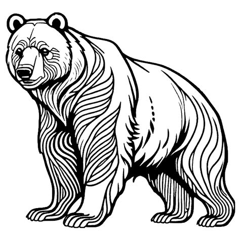 Hyper Realistic Grizzly Bear Coloring Page · Creative Fabrica