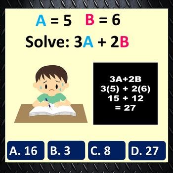 Evaluating Algebraic Expression 6th Grade Math Halloween Game Substitution