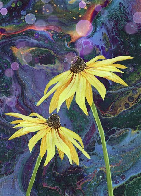 Yellow Flowers On Rainbow Tide Painting By Taphath Foose Fine Art America