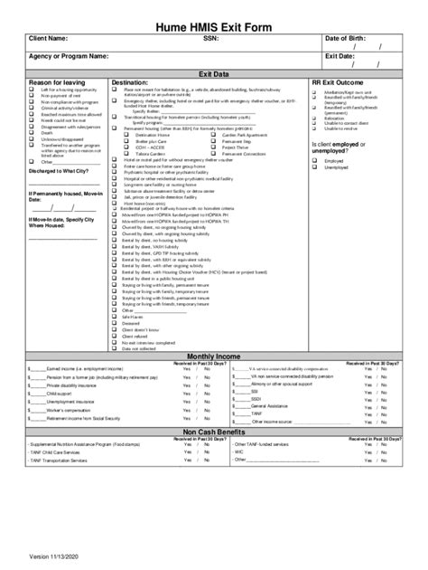 Fillable Online LTH Exit Form For HMIS SINGLE Clients Fax Email Print