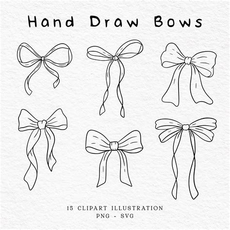 Hand Drawn Bows Outline SVG Wedding Bows Hand Draw Bow Icon