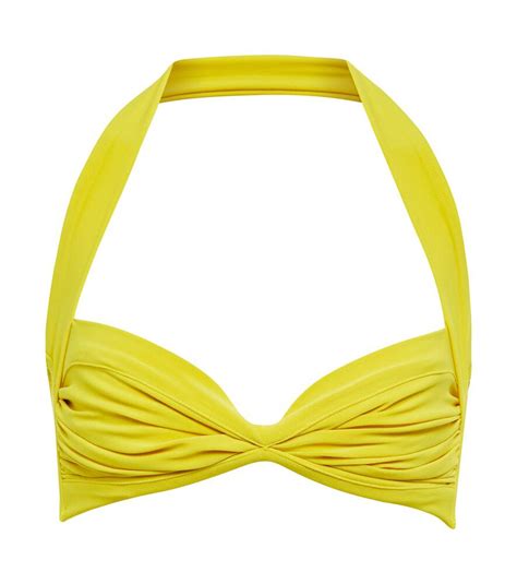 Buy Norma Kamali Bill Shirred Bikini Top Yellow At 30 Off Editorialist