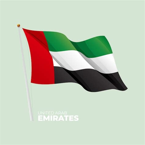 Bandera Nacional De Los Emiratos Rabes Unidos Ondeando En El Asta De