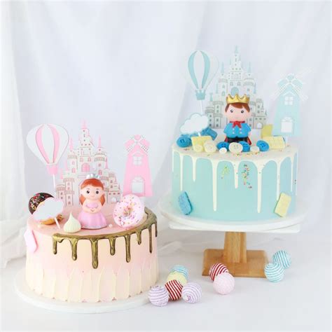 Jual CAKE TOPPER FIGURE PANGERAN PUTRI ISTANA SET PINK BIRU PRINCE