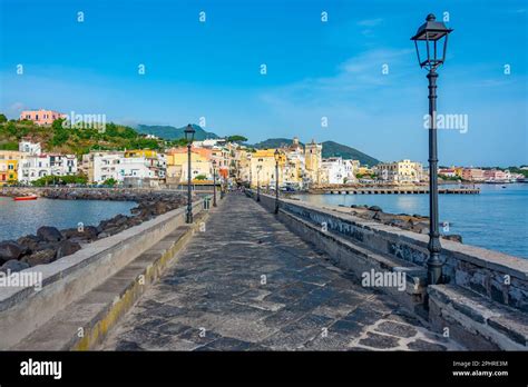 Seaside View Of Porto D Ischia Town Viewed From A Bridge To The