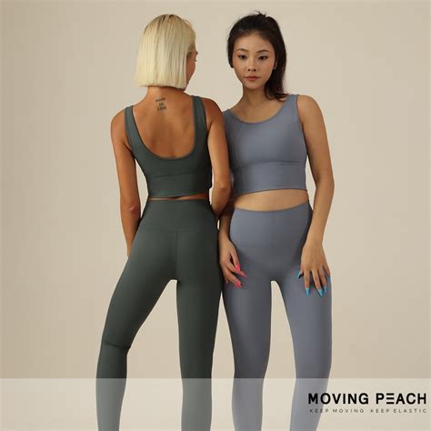 MOVING PEACH Bộ Thể Thao Nữ Áo croptop Quần tập yoga EVD HLL Shopee