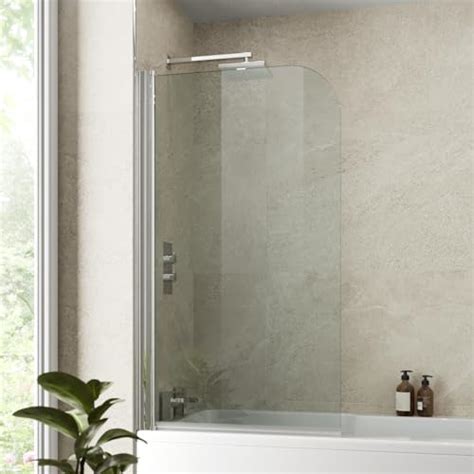 Luxura® Chrome Over Bath Shower Screen Folding Door Easy Clean Glass