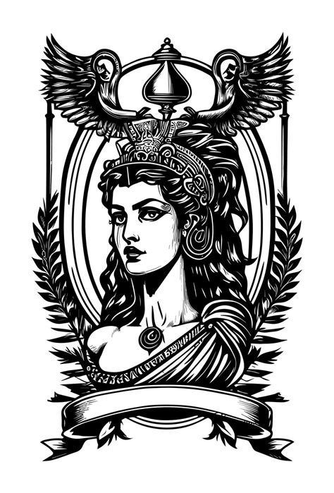 Beautiful Egyptian Cleopatra Symbol Black And White Hand Drawn Logo