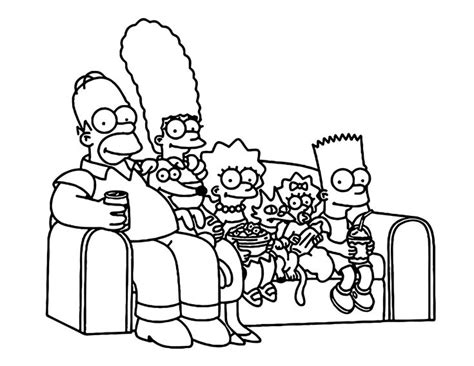 the simpsons family is sitting in their living room