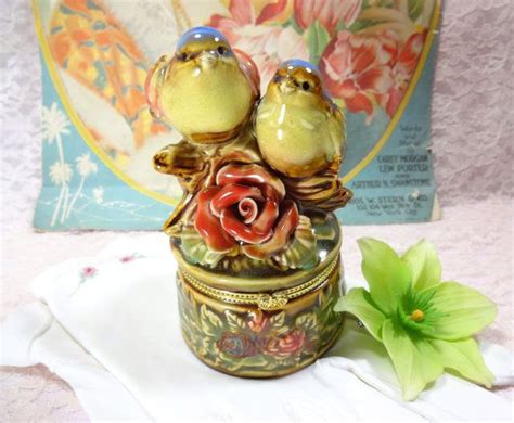 Blue Bird Trinket Box Etsy Trinket Boxes Blue Bird Trinket