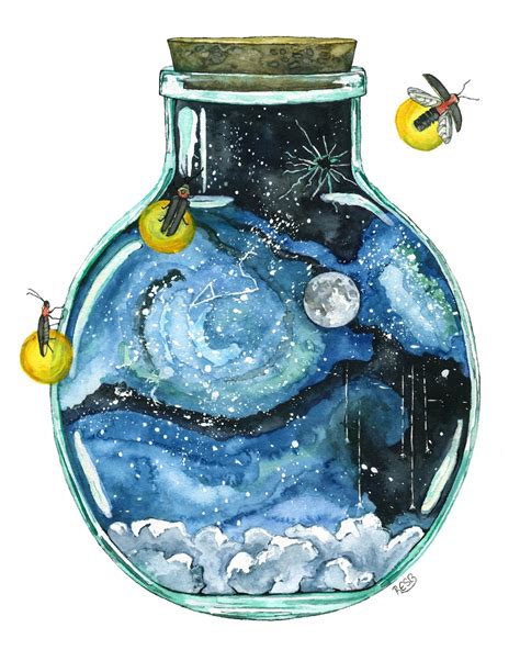 Galaxy Painting, Watercolor Painting, Night Sky, Bottle, Galaxy, Stars ...