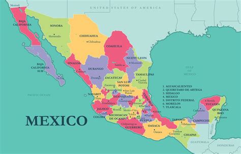 mexico mapa con estados y capitales 23052061 Vector en Vecteezy