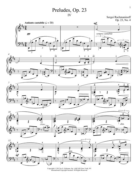 Prelude In D Major Op No Sheet Music By Sergei Rachmaninoff