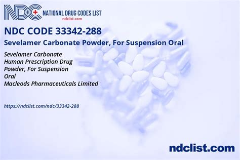 Ndc 33342 288 Sevelamer Carbonate Powder For Suspension Oral