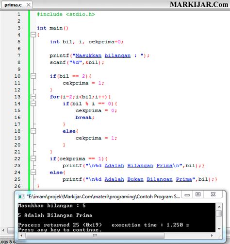 Contoh Program Sederhana Dengan Bahasa C Memeriksa Apakah Sebuah