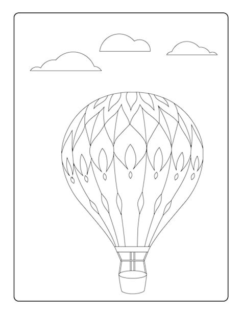 Pages De Coloriage De Montgolfière Pour Les Enfants Avec Une Feuille De