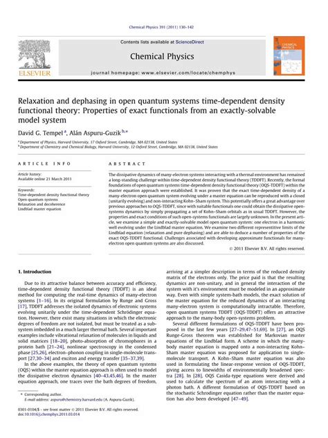 Pdf Relaxation And Dephasing In Open Quantum Systems Time Dependent