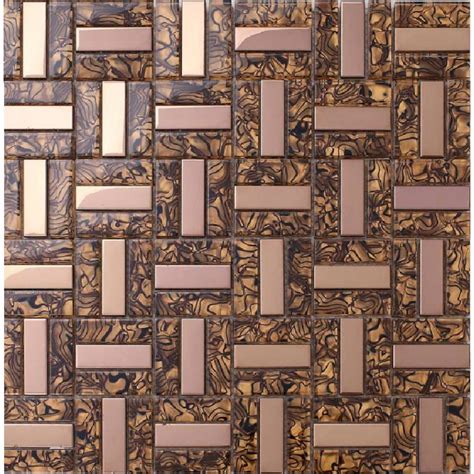 Crystal Glass Tiles Plated Rose Gold Glass Tile Kitchen Backsplash