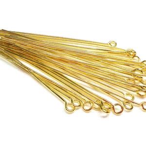 Gold Plated Over Brass Eye Pins, Eye Head Pins, Wire Wrapping Jewelry ...