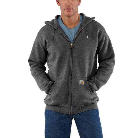 Carhartt K122 Midweight Zip Front Core Hoodie In Carbon Heather Gray